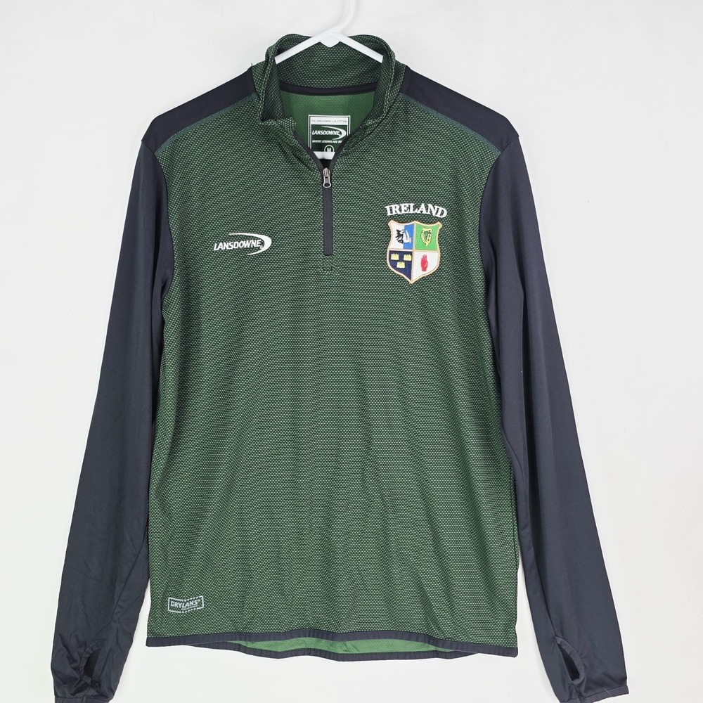 Ireland Shirt Mens Medium Lansdowne Green Crest 1/4 Zip Long Sleeve Pullover Top